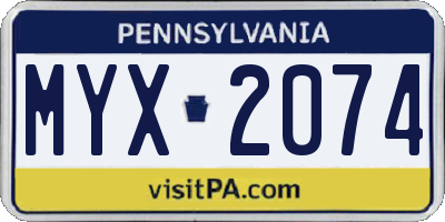 PA license plate MYX2074
