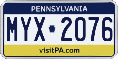 PA license plate MYX2076