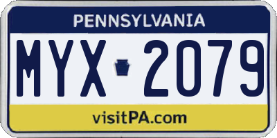 PA license plate MYX2079