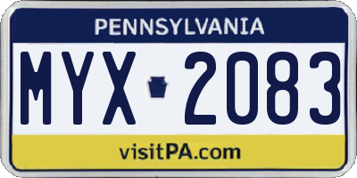 PA license plate MYX2083