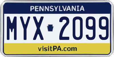 PA license plate MYX2099