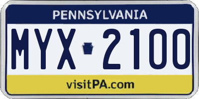 PA license plate MYX2100