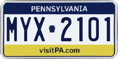 PA license plate MYX2101