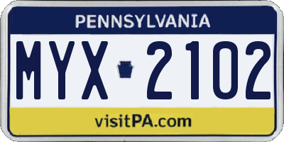 PA license plate MYX2102