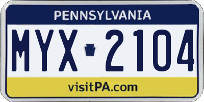 PA license plate MYX2104