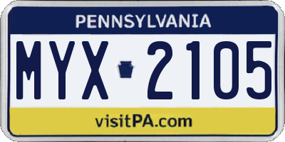 PA license plate MYX2105