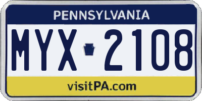 PA license plate MYX2108