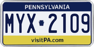PA license plate MYX2109