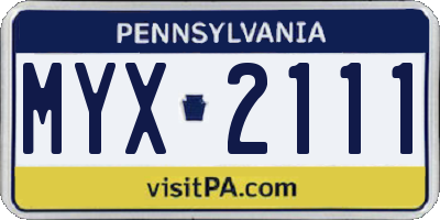 PA license plate MYX2111