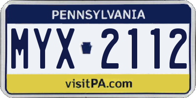 PA license plate MYX2112