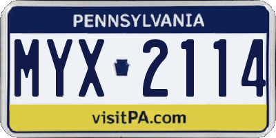 PA license plate MYX2114