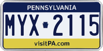 PA license plate MYX2115