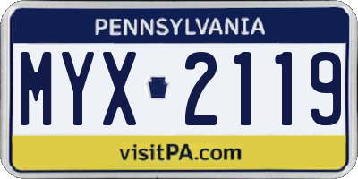 PA license plate MYX2119