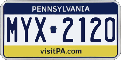 PA license plate MYX2120
