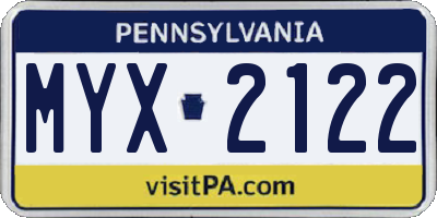 PA license plate MYX2122