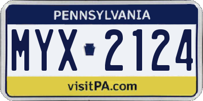 PA license plate MYX2124