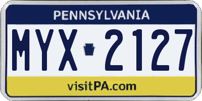 PA license plate MYX2127