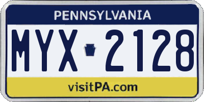 PA license plate MYX2128