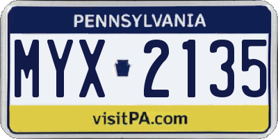 PA license plate MYX2135