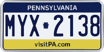 PA license plate MYX2138
