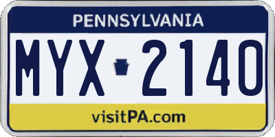 PA license plate MYX2140