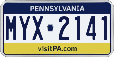 PA license plate MYX2141