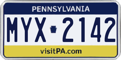 PA license plate MYX2142
