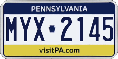 PA license plate MYX2145