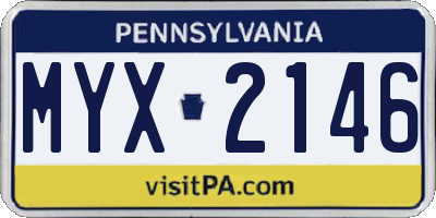 PA license plate MYX2146