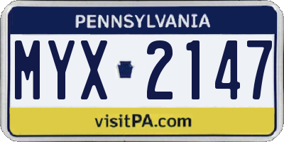 PA license plate MYX2147