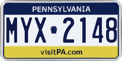PA license plate MYX2148