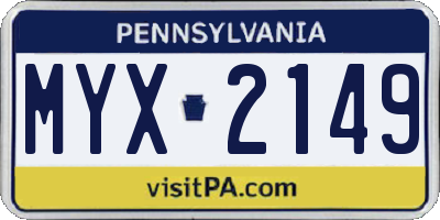 PA license plate MYX2149