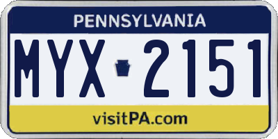 PA license plate MYX2151