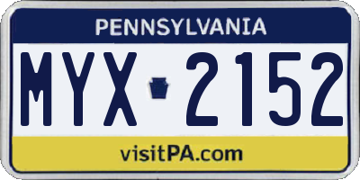 PA license plate MYX2152
