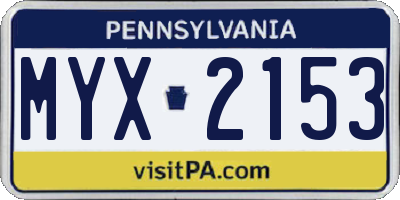 PA license plate MYX2153