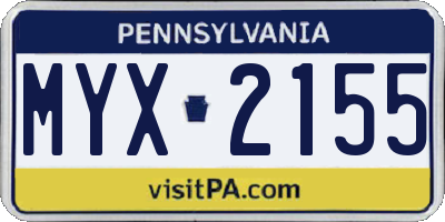 PA license plate MYX2155
