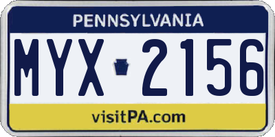 PA license plate MYX2156