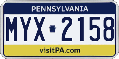 PA license plate MYX2158