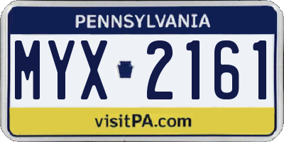 PA license plate MYX2161