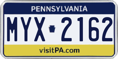 PA license plate MYX2162