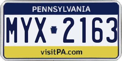 PA license plate MYX2163
