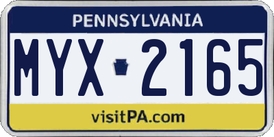 PA license plate MYX2165