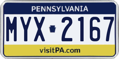 PA license plate MYX2167