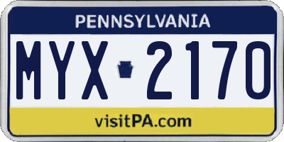 PA license plate MYX2170