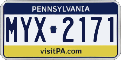PA license plate MYX2171