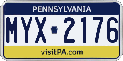 PA license plate MYX2176