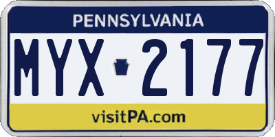 PA license plate MYX2177