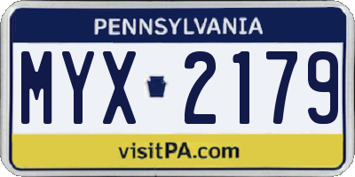 PA license plate MYX2179