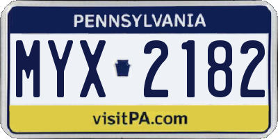 PA license plate MYX2182