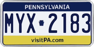 PA license plate MYX2183
